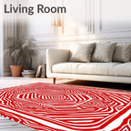 Bold Red Zebra Stripe Symmetry Rug