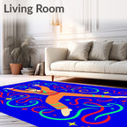 Jubilant Orange Figurine with Swirls Rug