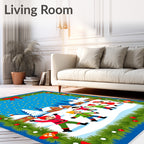 Winter Children Snow Village Garland Rug