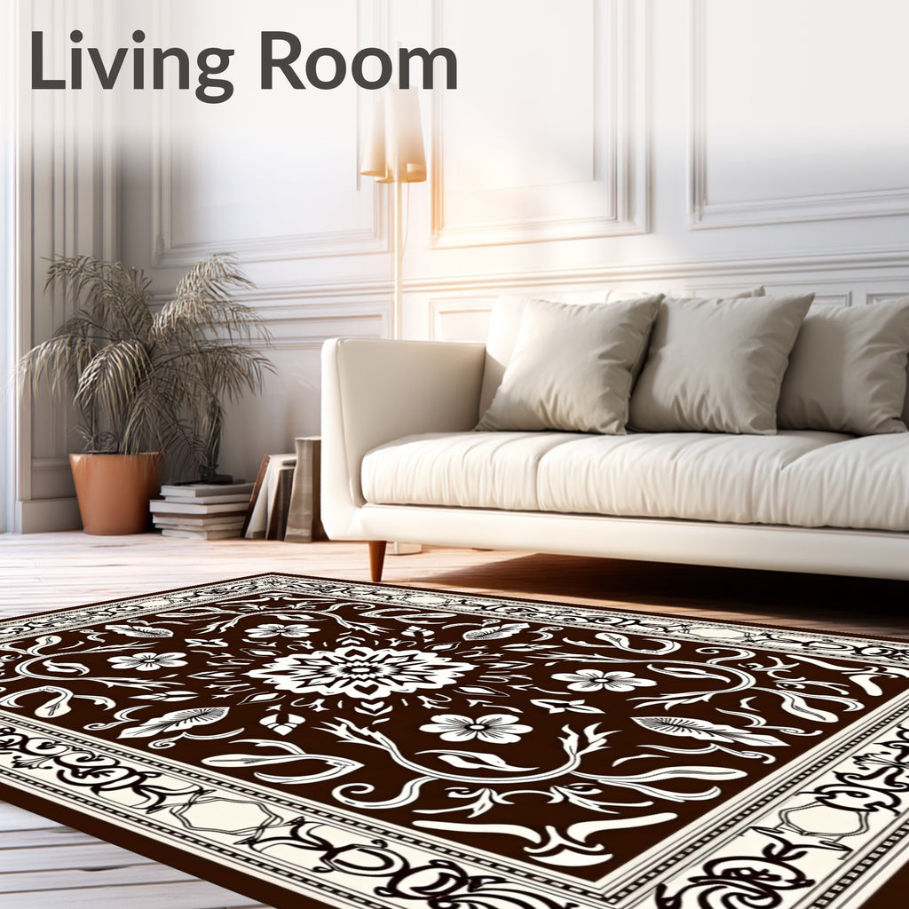 Ivory Floral Scrollwork Medallion Rug