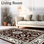 Ivory Floral Scrollwork Medallion Rug