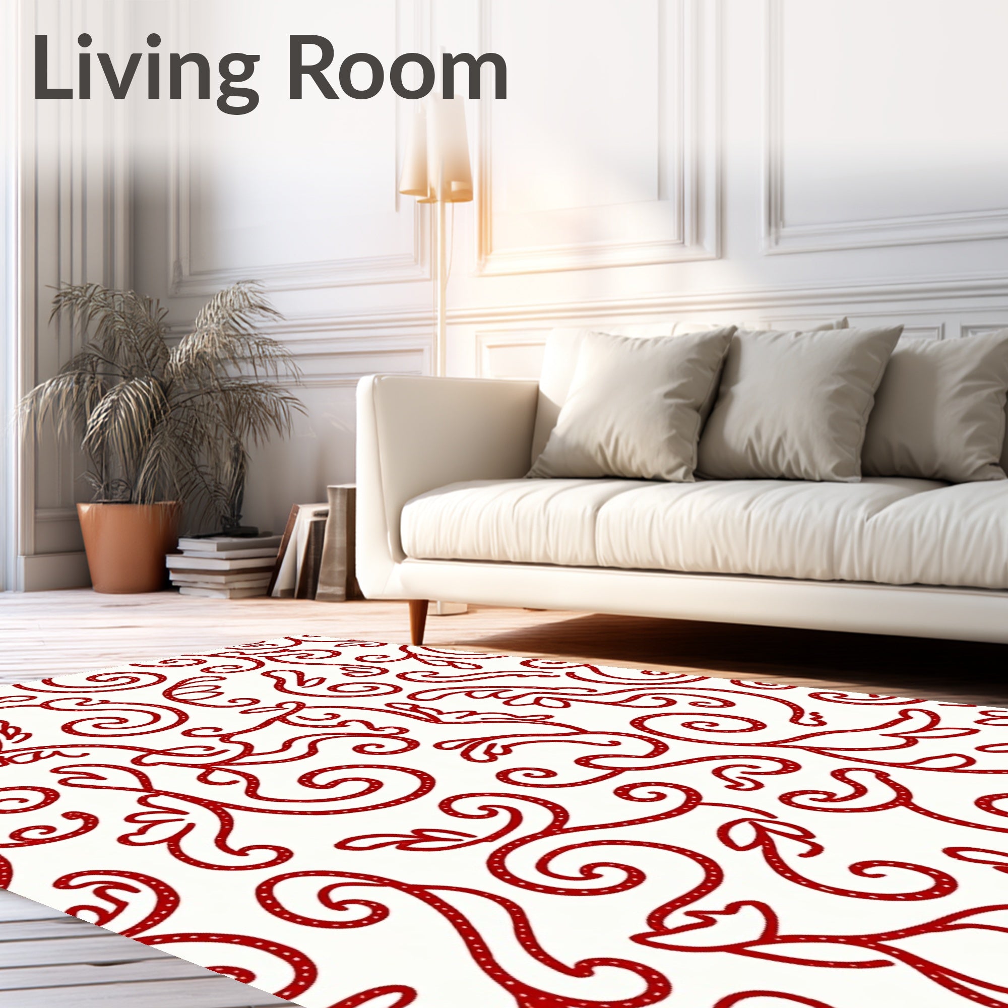 Crimson Swirl Vine Flourish Rug