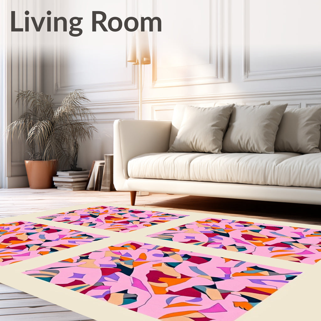 Abstract Pink Patchwork Shapes Rug