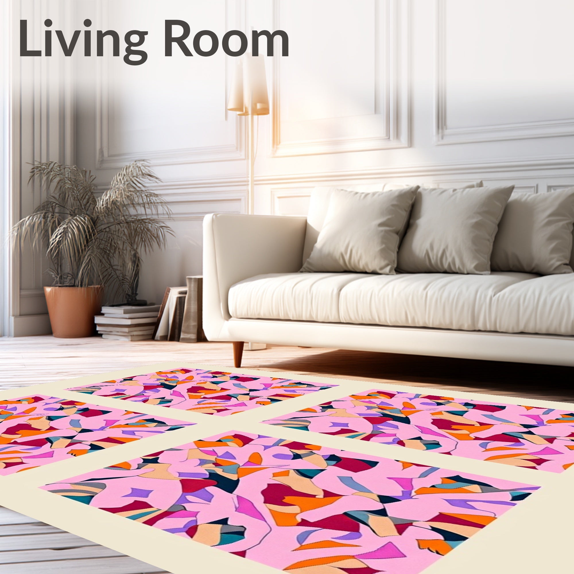Abstract Pink Patchwork Shapes Rug