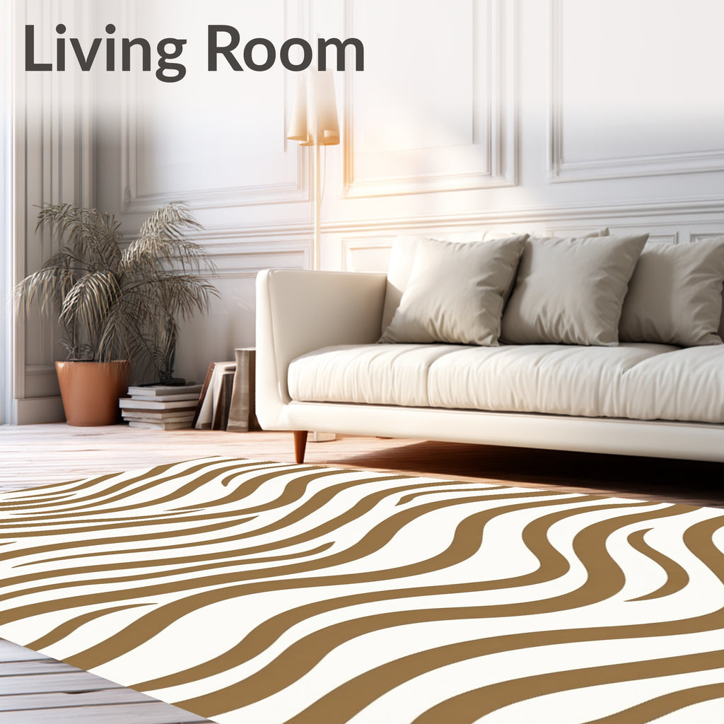Brown And White Zebra Stripe Rug