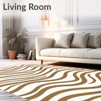 Brown And White Zebra Stripe Rug