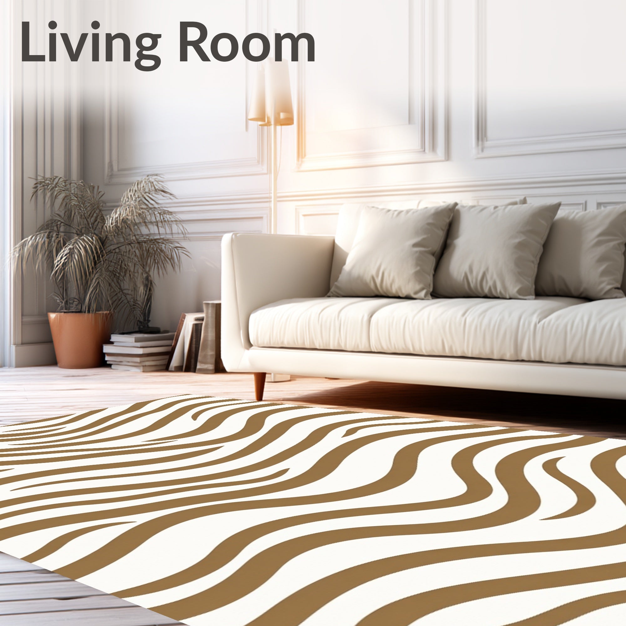 Brown And White Zebra Stripe Rug