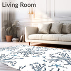 Drawn Blue Snowflake Mandala Art Rug