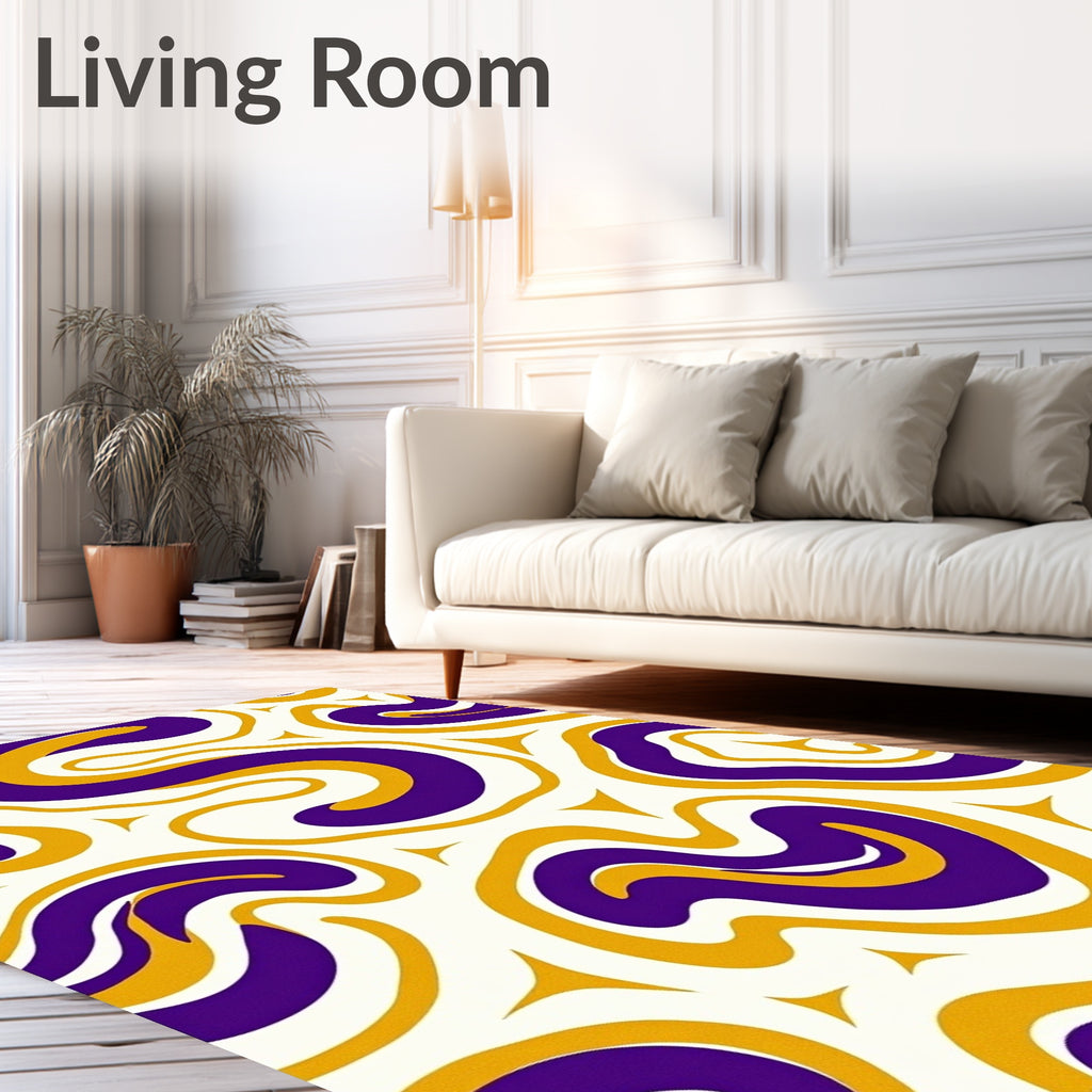 Abstract Purple Gold Swirls Rug
