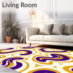Abstract Purple Gold Swirls Rug