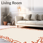 Vibrant Red Arabesque Floral Border Rug