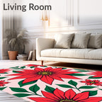 Bold Red Poinsettia Garden Background Rug
