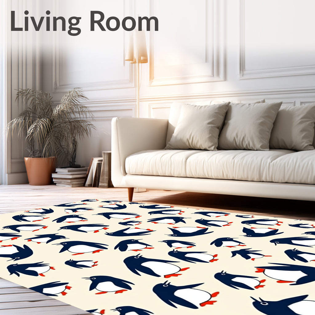 Playful Penguin Family Scene Rug
