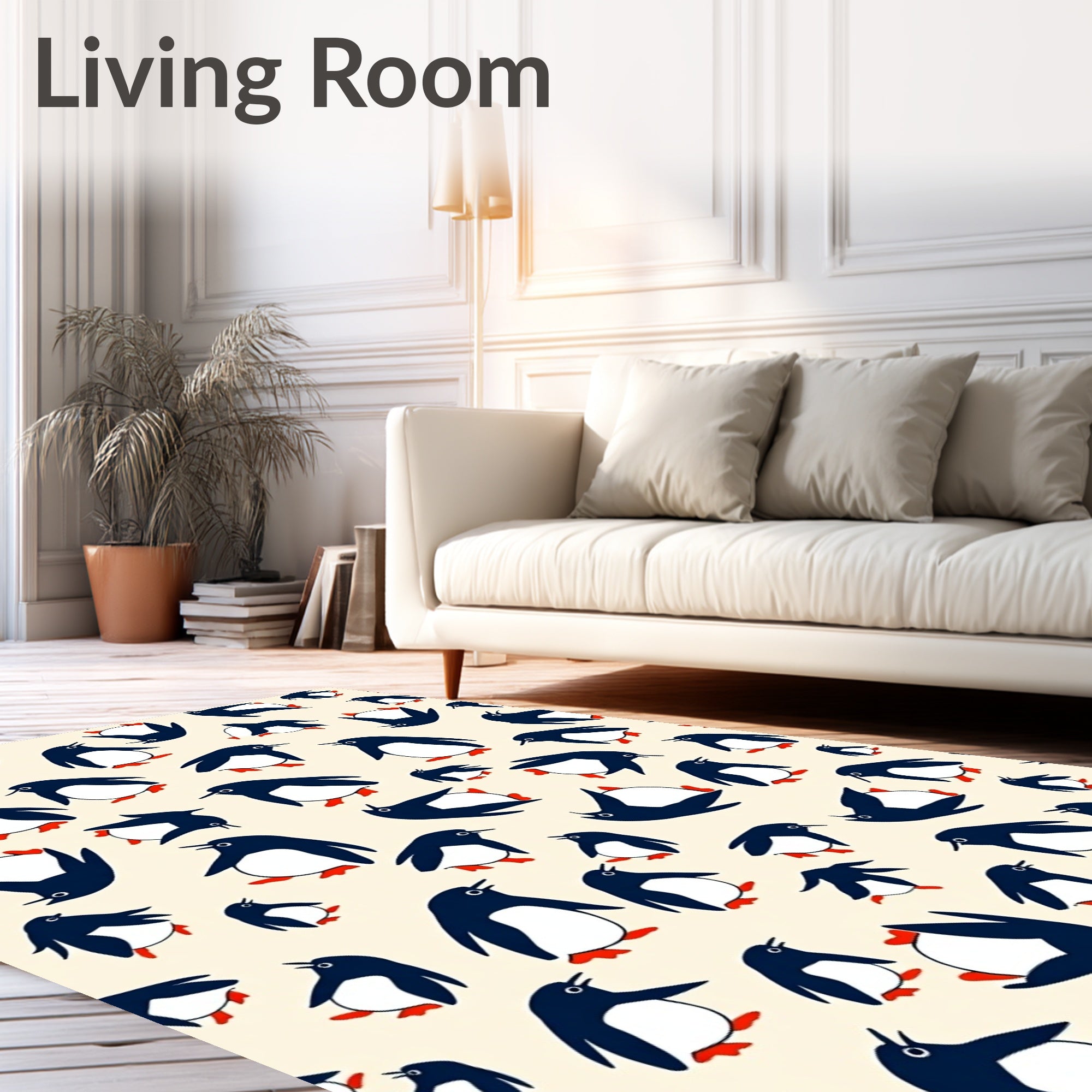 Playful Penguin Family Scene Rug