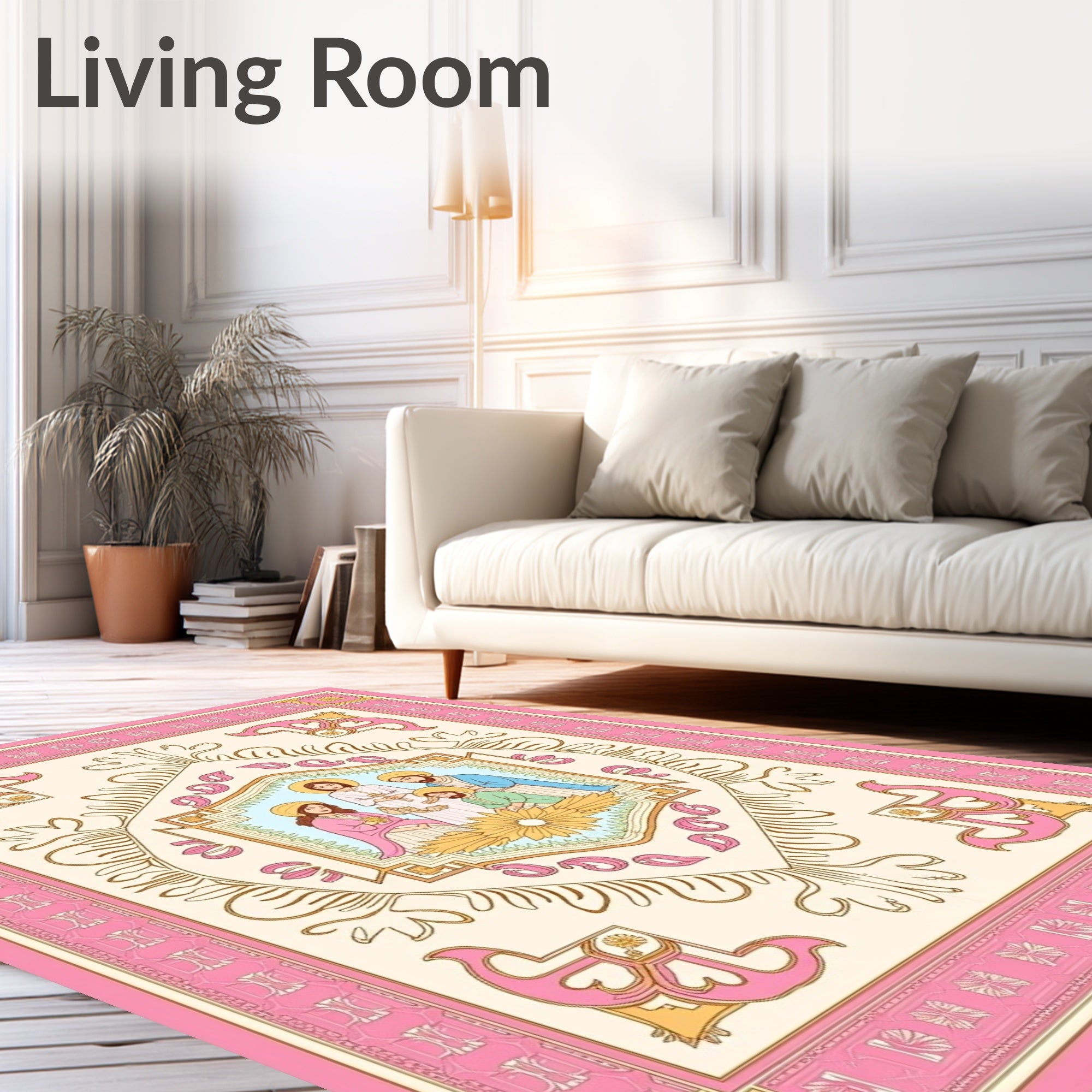 Pink Rose Sacred Family Centerpiece Rug
