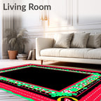 Vibrant Red Green Candy Cane Border Rug