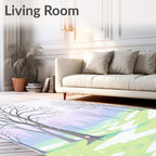Winter Snowfall Forest Path Rug