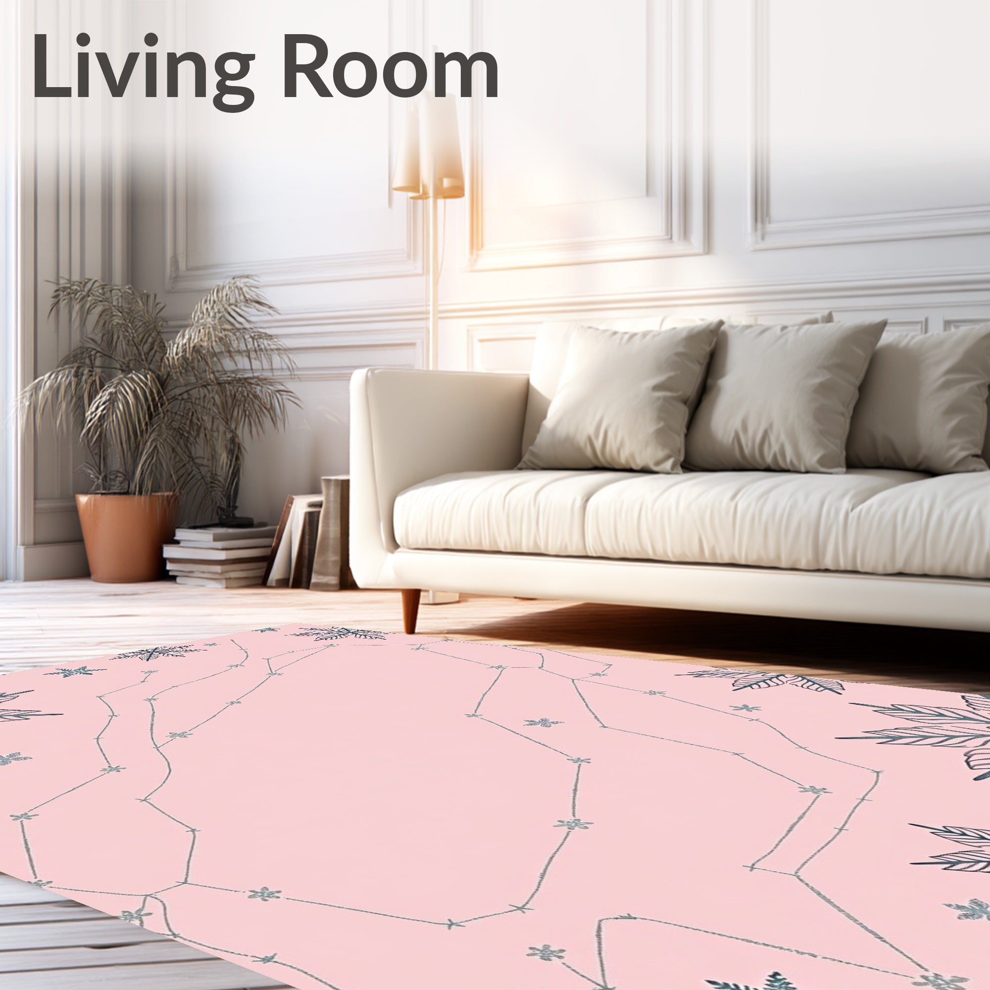 Pink Snowflake Constellation Medley Rug