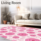 Whimsical Pink Floral Swirl Rug