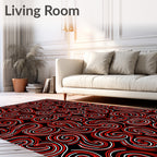 Bold Red Swirls Abstract Harmony Rug