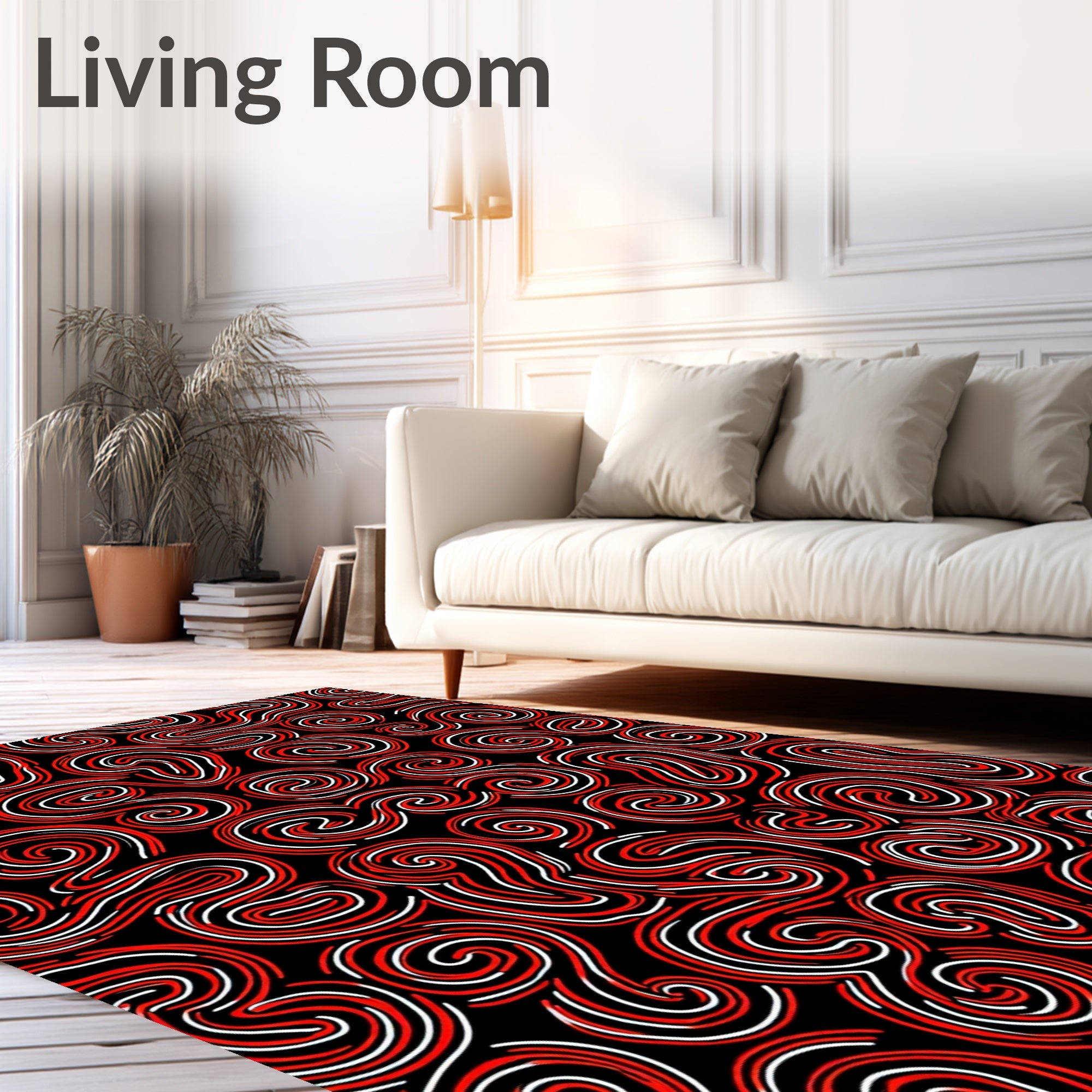 Bold Red Swirls Abstract Harmony Rug