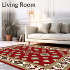 Crimson Diamond Medallion Bordered Rug