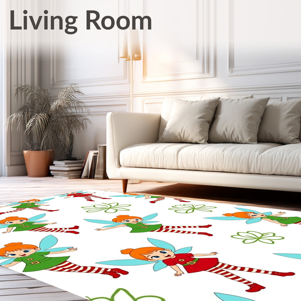 Cute Fairy With Blue Wings And Red Socks Rug