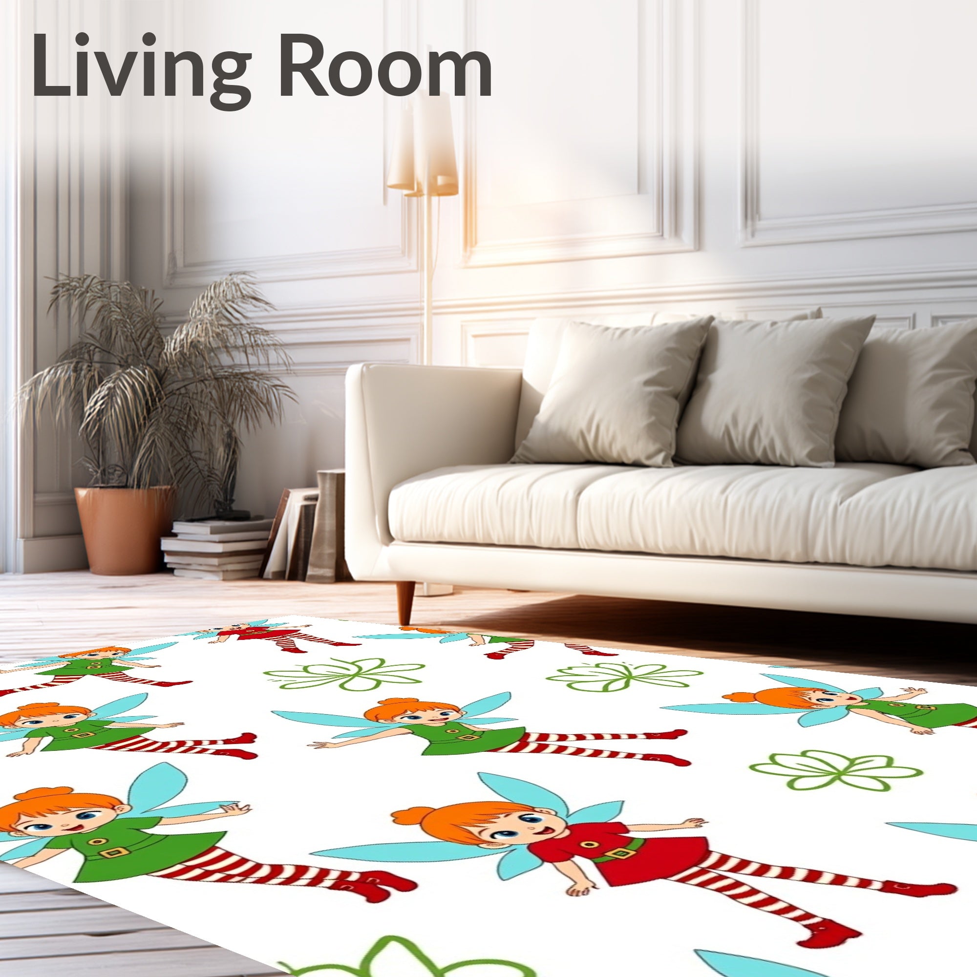 Cute Fairy With Blue Wings And Red Socks Rug