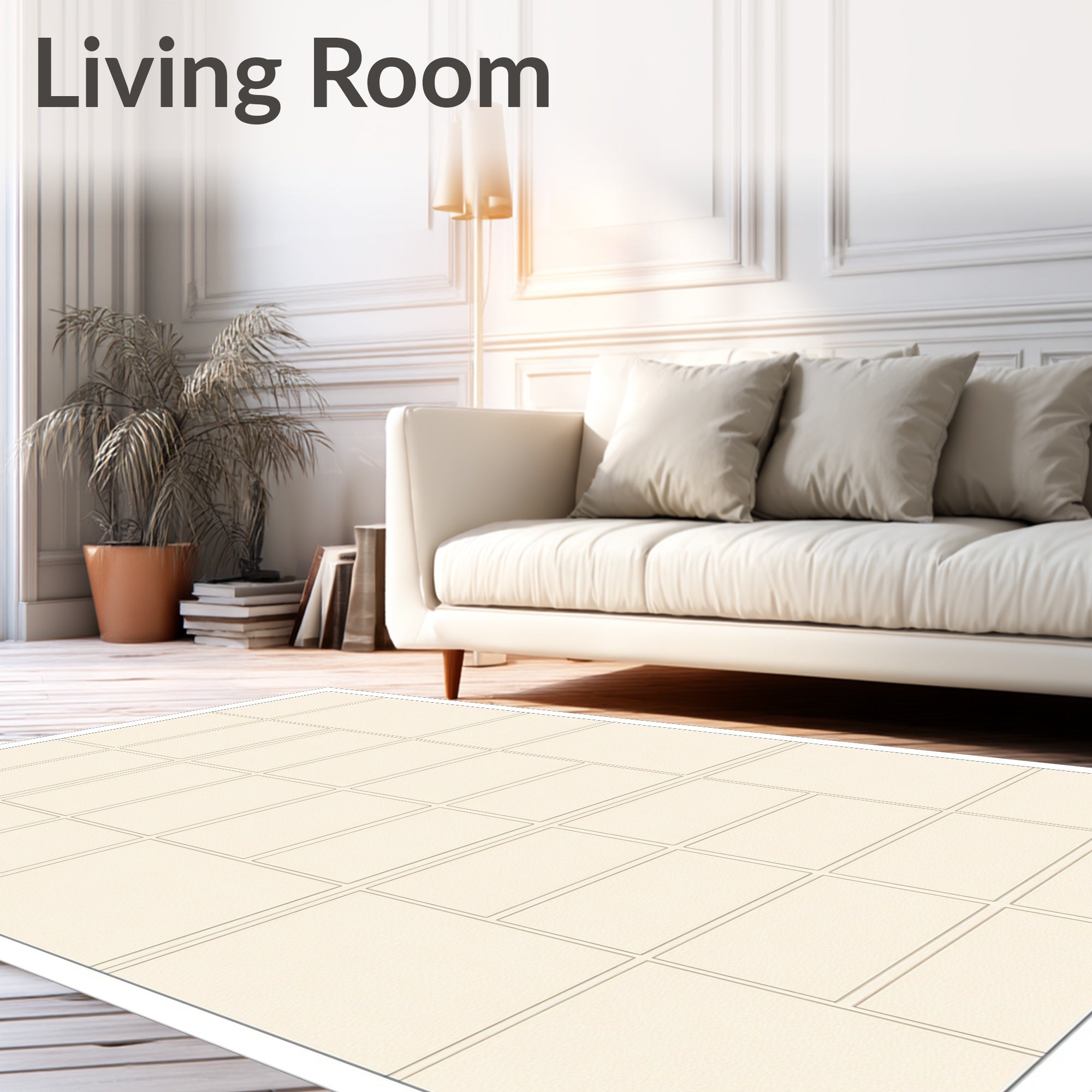Subtle Cream Brick Tile Rug