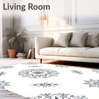 Gray Slate Floral Medallion Arrangement Rug