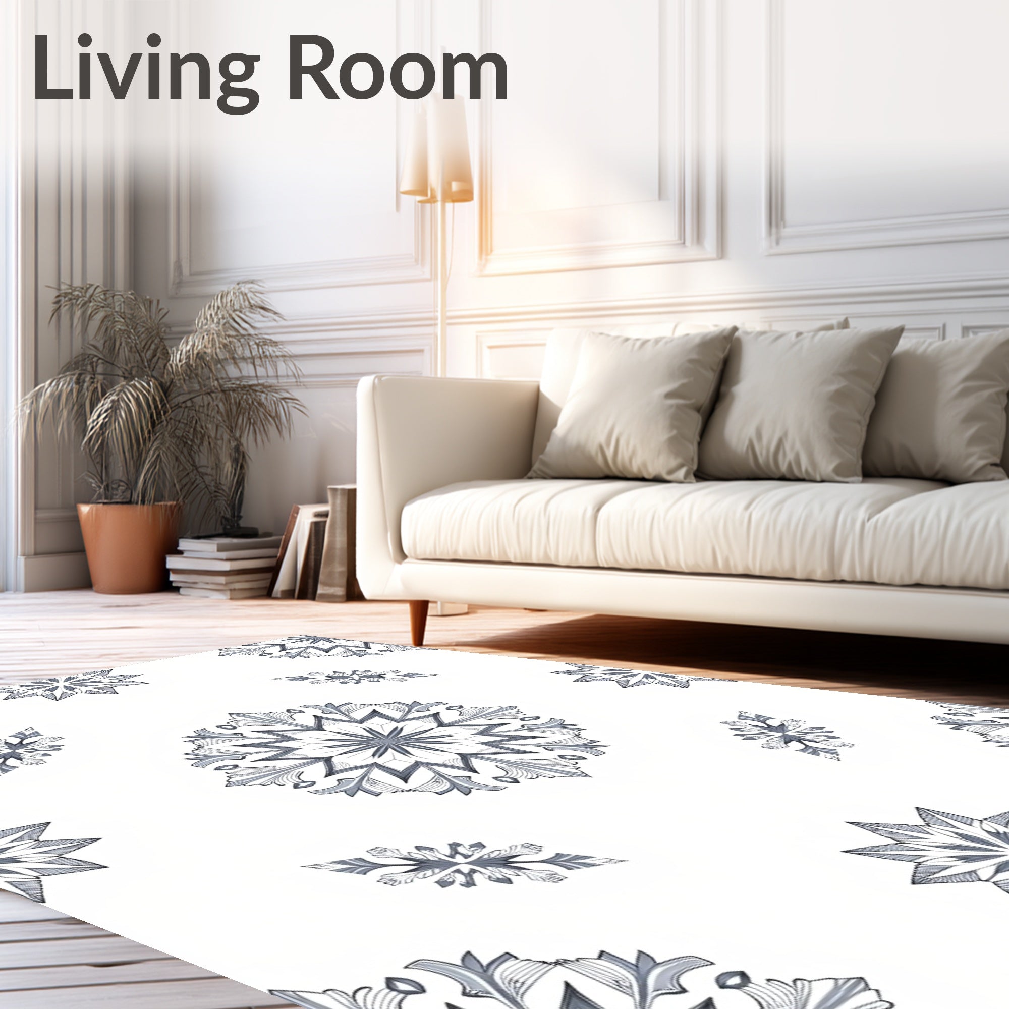Gray Slate Floral Medallion Arrangement Rug