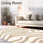 Neutral Cream Wavy Stripe Rug