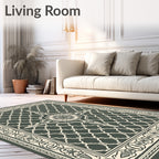 Deep Green Lattice Center Medallion Rug