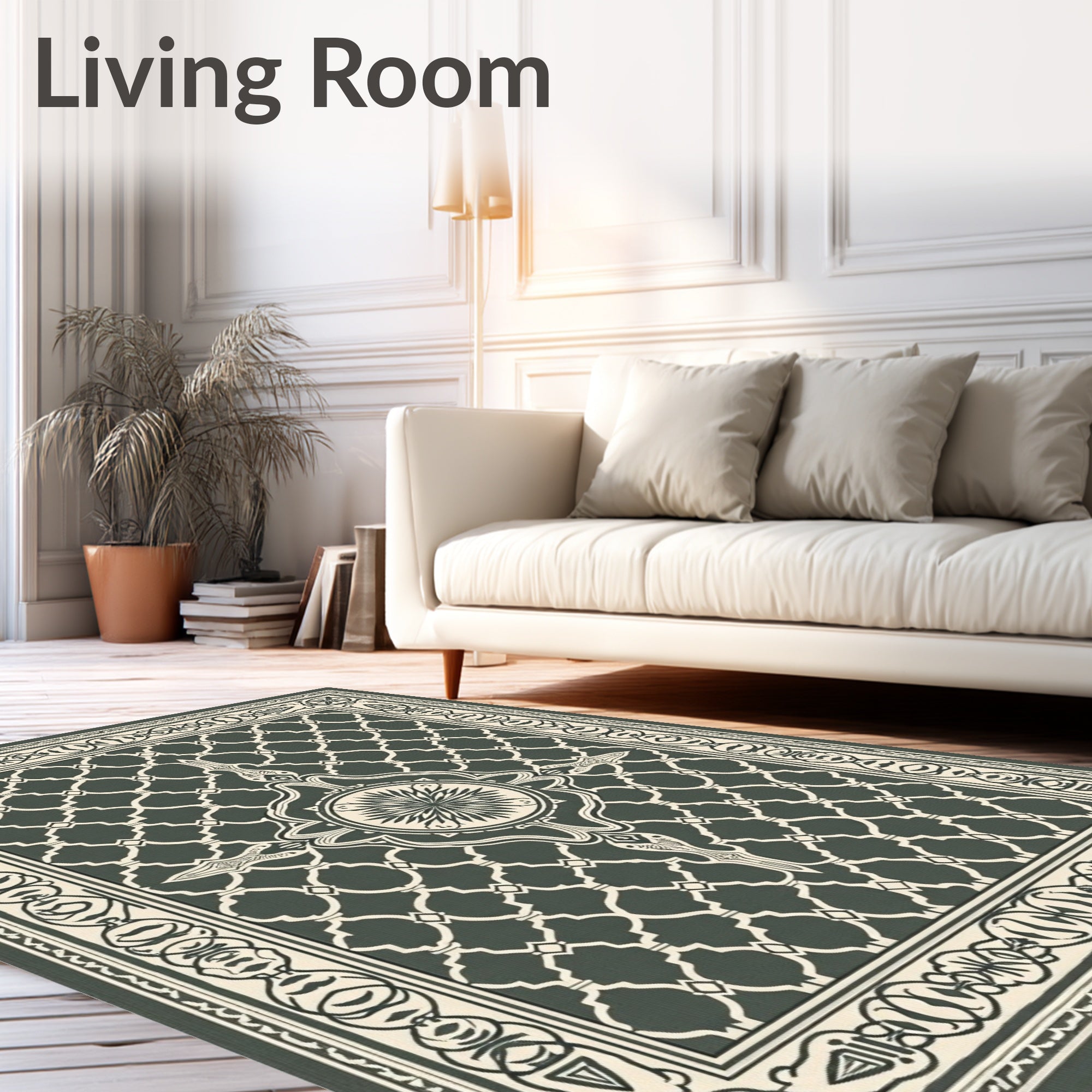 Deep Green Lattice Center Medallion Rug