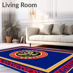 Bold Red Eagle Emblem Royal Blue Rug