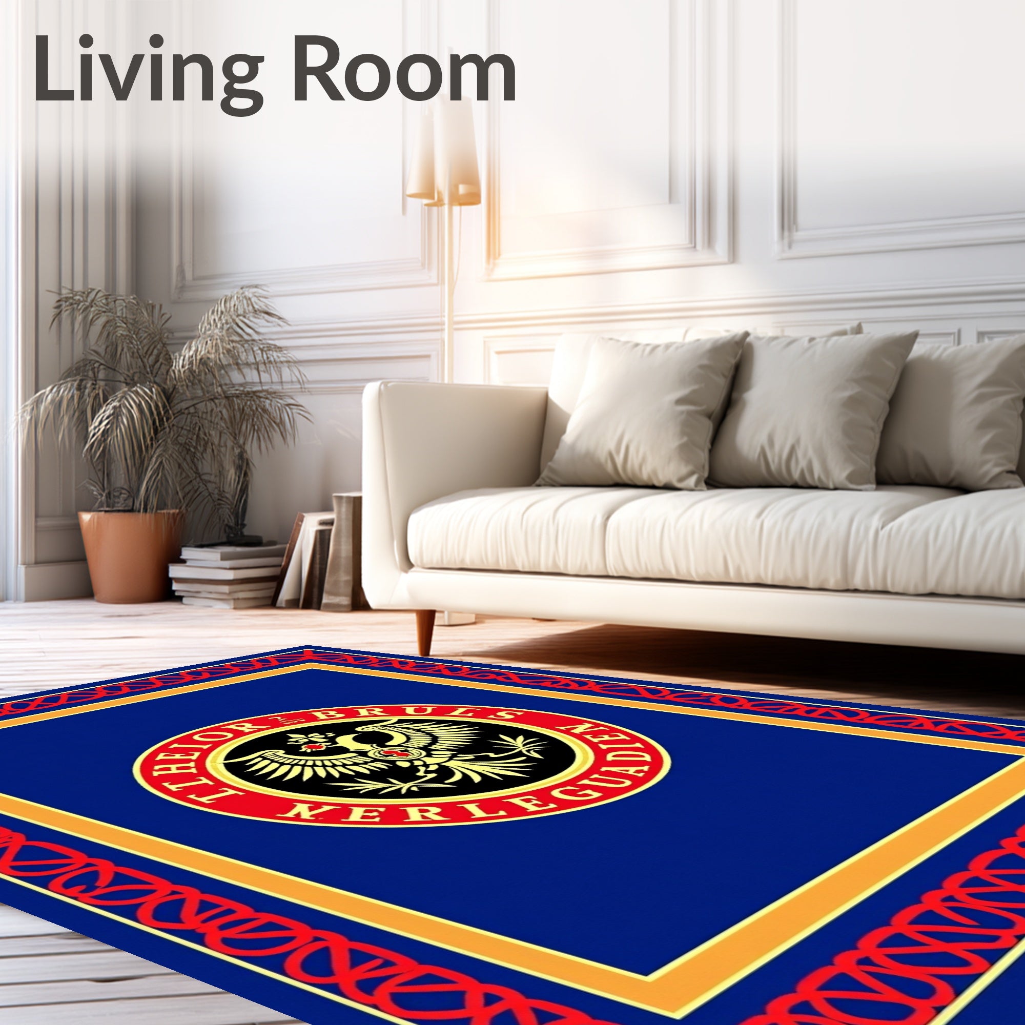 Bold Red Eagle Emblem Royal Blue Rug
