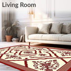 Crimson Floral Lattice Medallion Rug