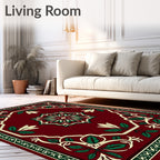Deep Red Floral Medallion Garden Rug