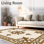 Ornate Brown Floral Medallion Rug