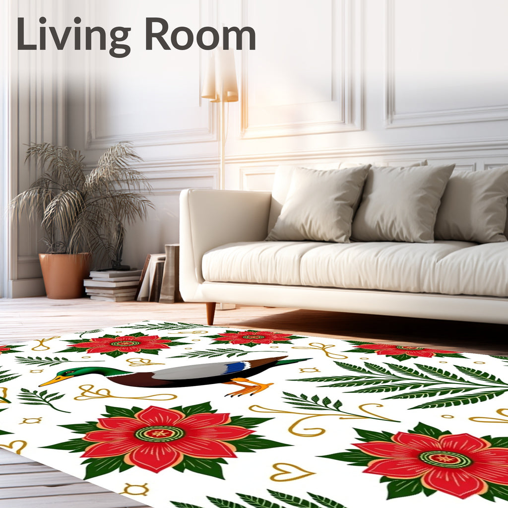 Vibrant Red Floral Mallard Countryside Rug