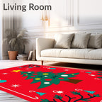 Festive Red Christmas Tree Ornaments Rug