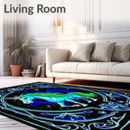 Blue Neon Unicorn Cosmic Night Rug