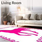 Vibrant Pink Horse Floral Border Rug