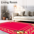 Golden Bells Crimson Border Ornament Rug