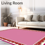 Crimson Floral Edge Pink Field Rug