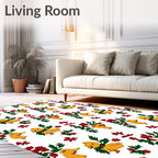 Charming Yellow Ducklings Red Berries Garland Rug