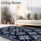 Navy White Starburst Medallion Rug