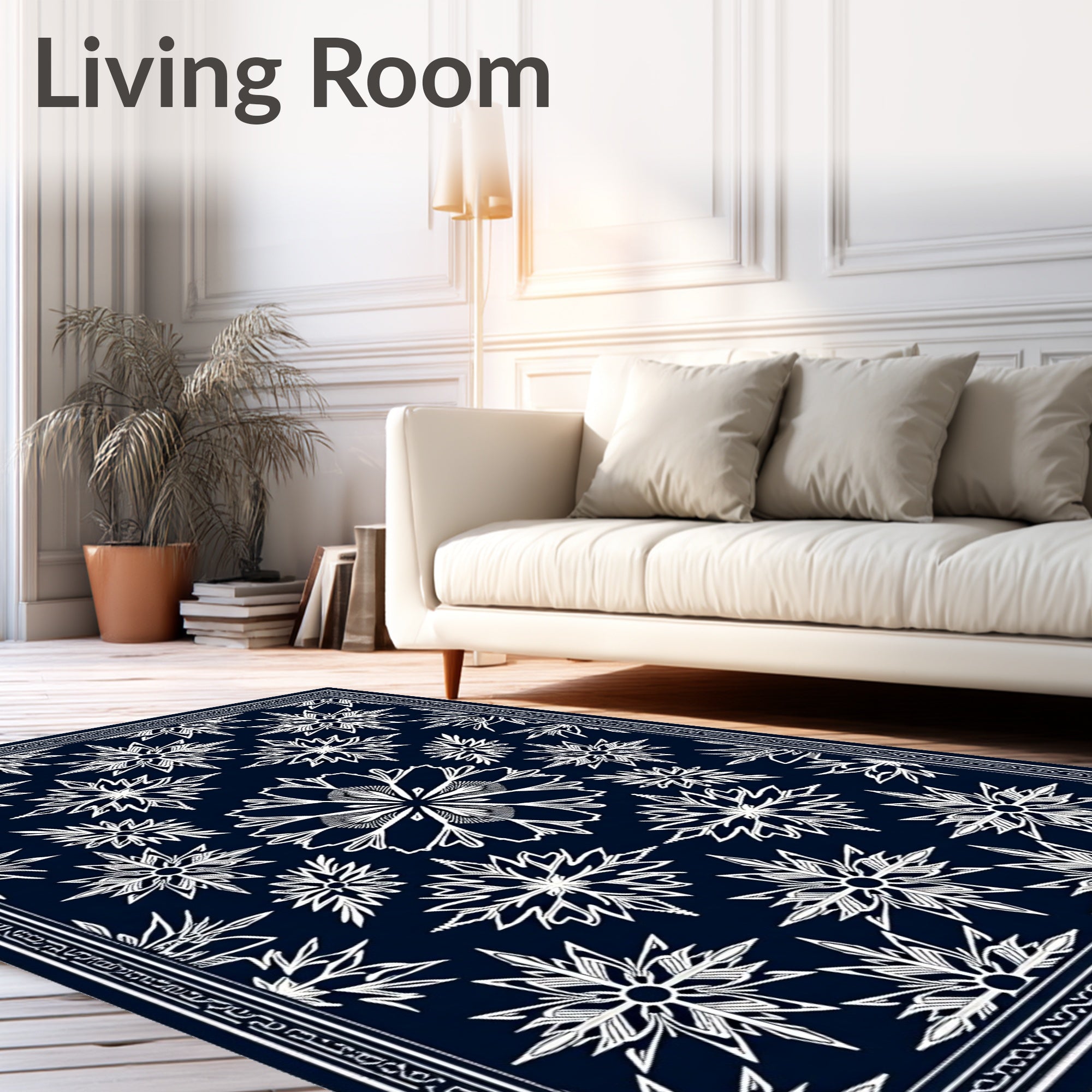Navy White Starburst Medallion Rug
