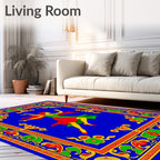 Vibrant Blue Dancer Floral Frame Rug