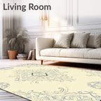 Cream and Teal Medallion Floral Rug